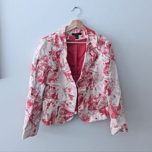 Women's Red and White Linen Jacket